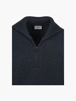 Suitable Deep Zip Pullover Boiled Wool Navy