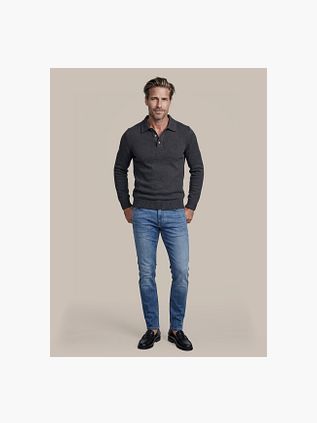 Suitable Button Longue Melange Navy polo shirt