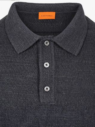 Suitable Button Longue Melange Polo bleu marine