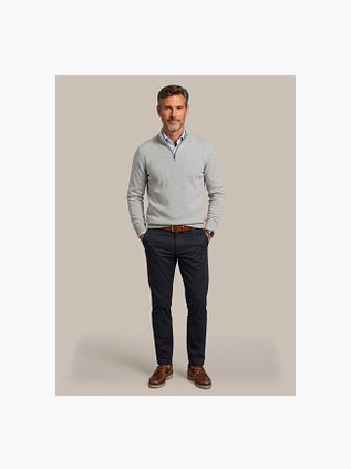 Steppin' Out Half Zip Pullover Merino Wool Light Grey