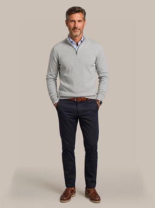Steppin' Out Half Zip Pullover Merinowolle Hellgrau