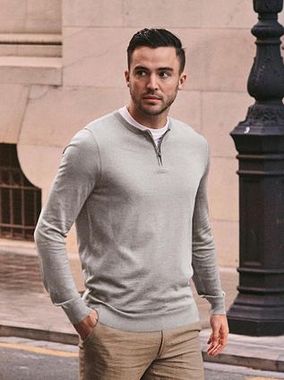 Suitable Crew Zip Merino Grey