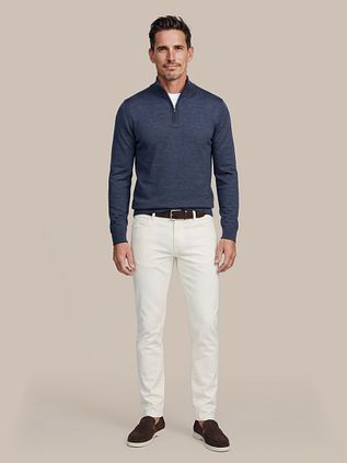 Suitable Merino Half Zip Sweater Denim Blue
