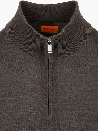 Suitable Merino Half Zip Sweater Brown