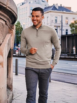 Suitable Merino Half Zip Sweater Bright Taupe