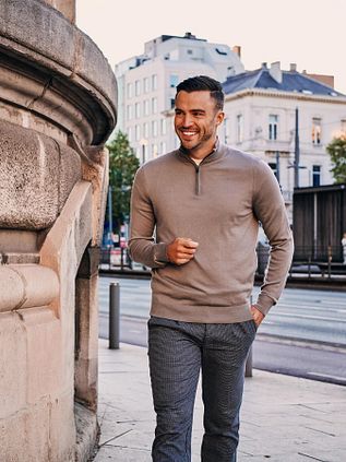 Suitable Merino Half Zip Sweater Bright Taupe