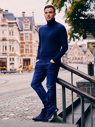 Suitable Rollkragenpullover Rib Merino Navy