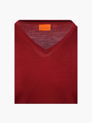 Suitable Merino Pullover V-Hals Donkerrood