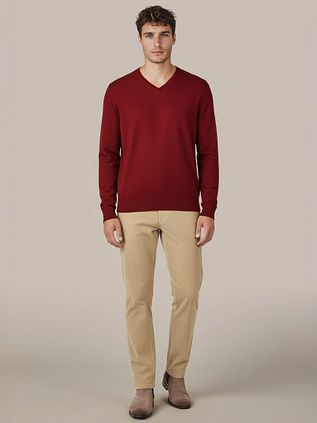 Suitable Merino Pullover V-Neck Dark Red