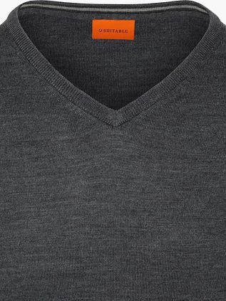 Suitable Merino Pullover V-Hals Antraciet