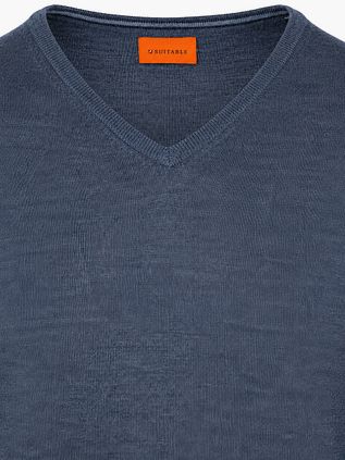 Suitable Merino Pullover V-Neck Denim Blue
