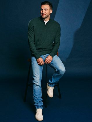 Suitable Pine Knit Half Zip Pullover Green