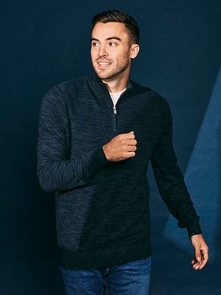 Suitable Pine Knit Half Zip Pullover Navy