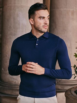 Suitable Compact Cotton Polo Shirt Navy