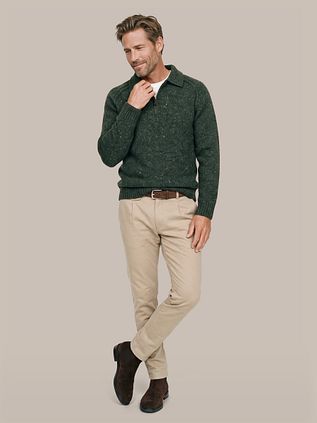 Suitable Polo Zip Pull Tweed Dark green