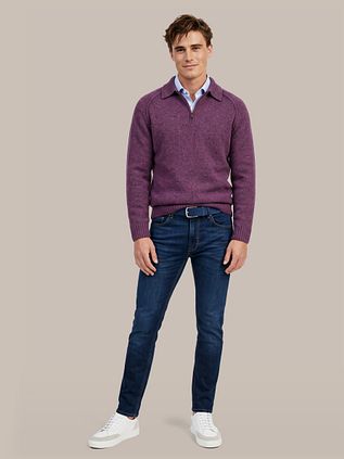 Suitable Polo Zip Pull Tweed Purple