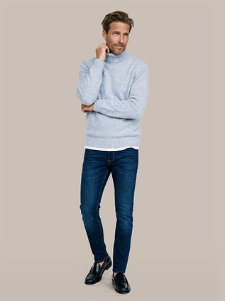 Suitable Roll neck sweater Tweed Light blue
