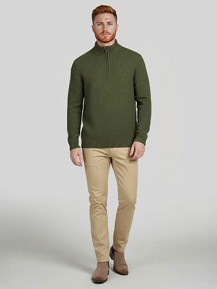 Suitable Half Zip Pullover Donnegal Tweed Eco Wool Green