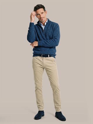 Suitable Half Zip Jumper Tweed Navy