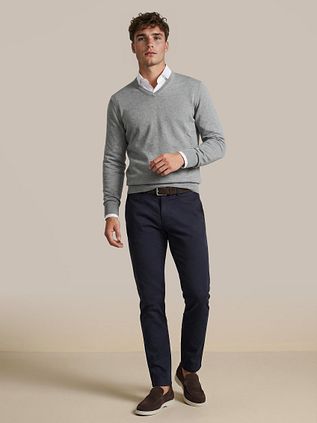 Steppin' Out Trui Cotton Cashmere V-hals Melange Grijs