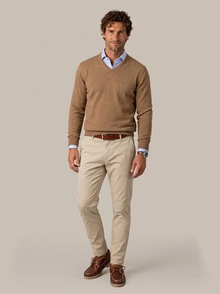 Steppin' Out Pullover V-Neck Merino Wool Praline