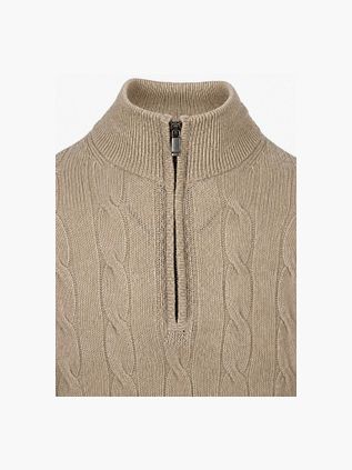 Steppin' Out Lau Pull Merino Half Zip Cable Beige