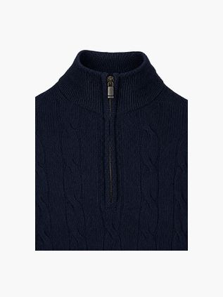 Steppin' Out Lau Pull Merino Half Zip Cable Navy