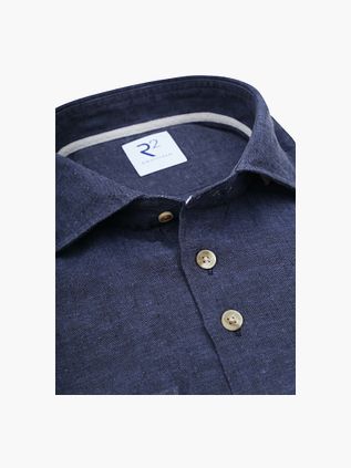 R2 Hemd Leinen Blend Navy