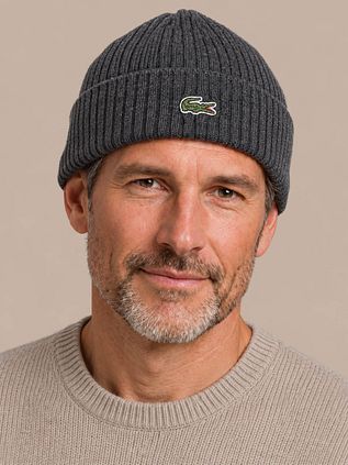 Lacoste Knitted Muts Wol Antraciet