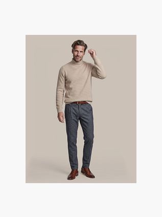 Suitable Turtleneck Pullover Structure Melange Sand