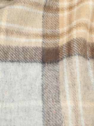 Suitable Sjaal Ruit Merino Wol Beige Grijs