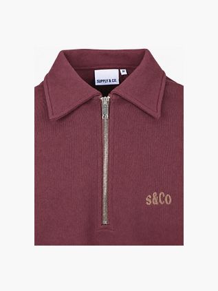 Supply & Co Sweat Polocollar Zip Aarav Marron