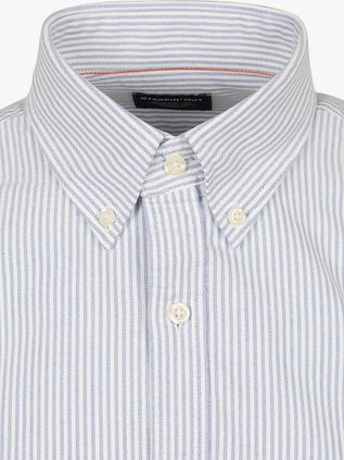 Steppin' Out Short Sleeve Overhemd Oxford Yale Streep Lichtblauw
