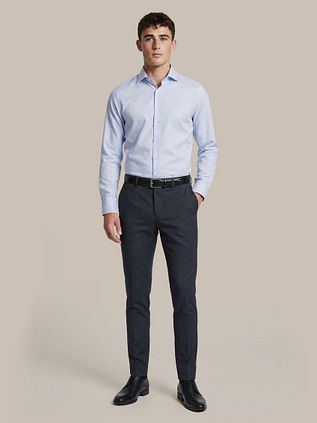 Suitable Skjorte Twill Ærme 7 Lyseblå