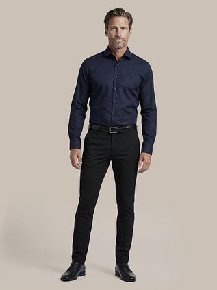 Suitable Shirt Extra Long Sleeves Twill Navy