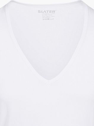 Slater 2-pakke Stretch Dyp V-hals T-skjorte Hvit