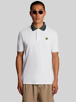 Lyle & Scott Poloshirt mit Tartan-Kragen Weiß