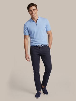 Suitable Knitted Half Zip Polo Shirt Dan Light Blue