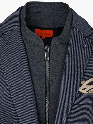 Suitable Blazer Lommer Twill Inlay Dunkelblau