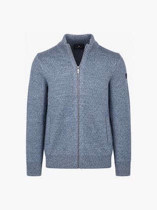 State of Art Cardigan med Glidelås Melert Gråblå