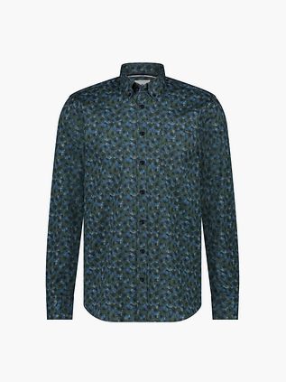 State Of Art Skjorte Poplin Print Marine Grøn