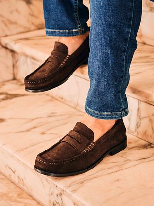 Suitable Penny Loafers Suede Brown