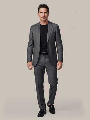 Suitable Anzug Sharkskin Wolle Taupe