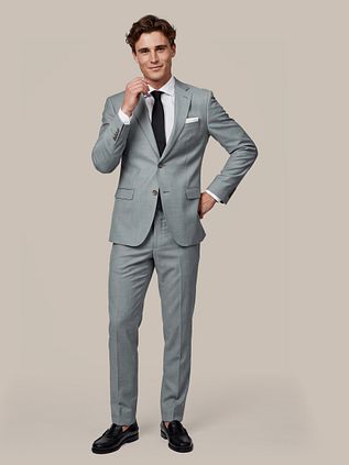 Suitable Anzug Sharkskin Wolle Grün