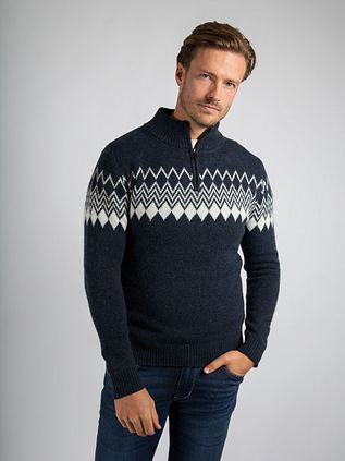 Suitable Avery Nordic Halvglidelåstrøye Ullblanding Marineblå