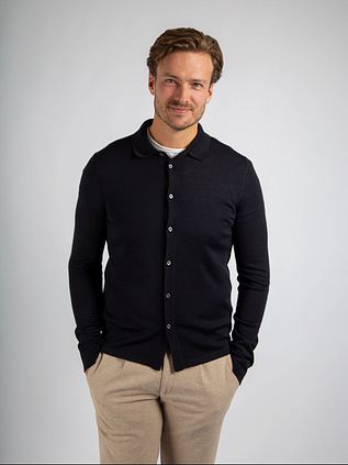 Suitable Cardigan Shirt Merino Marine