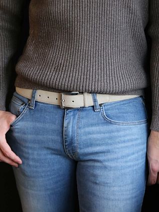 Suitable Ceinture Suède Blanc Beige