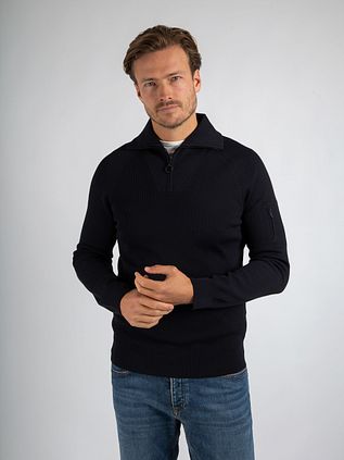 Suitable Halv Zip Trøje Tias Cooldry Knit Marineblå
