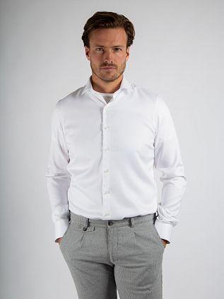 Suitable Hemd Extra Lange Ärmel Twill Weiß