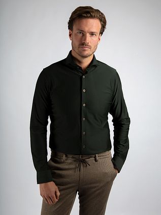 Suitable Herringbone Shirt Dark Green